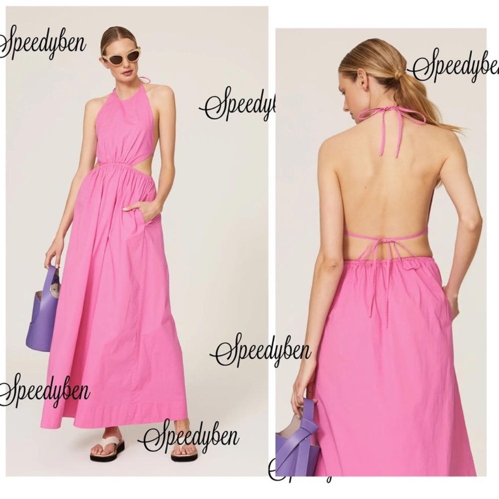 STAUD Apfel Open Back Cutout Maxi Dress size Large
